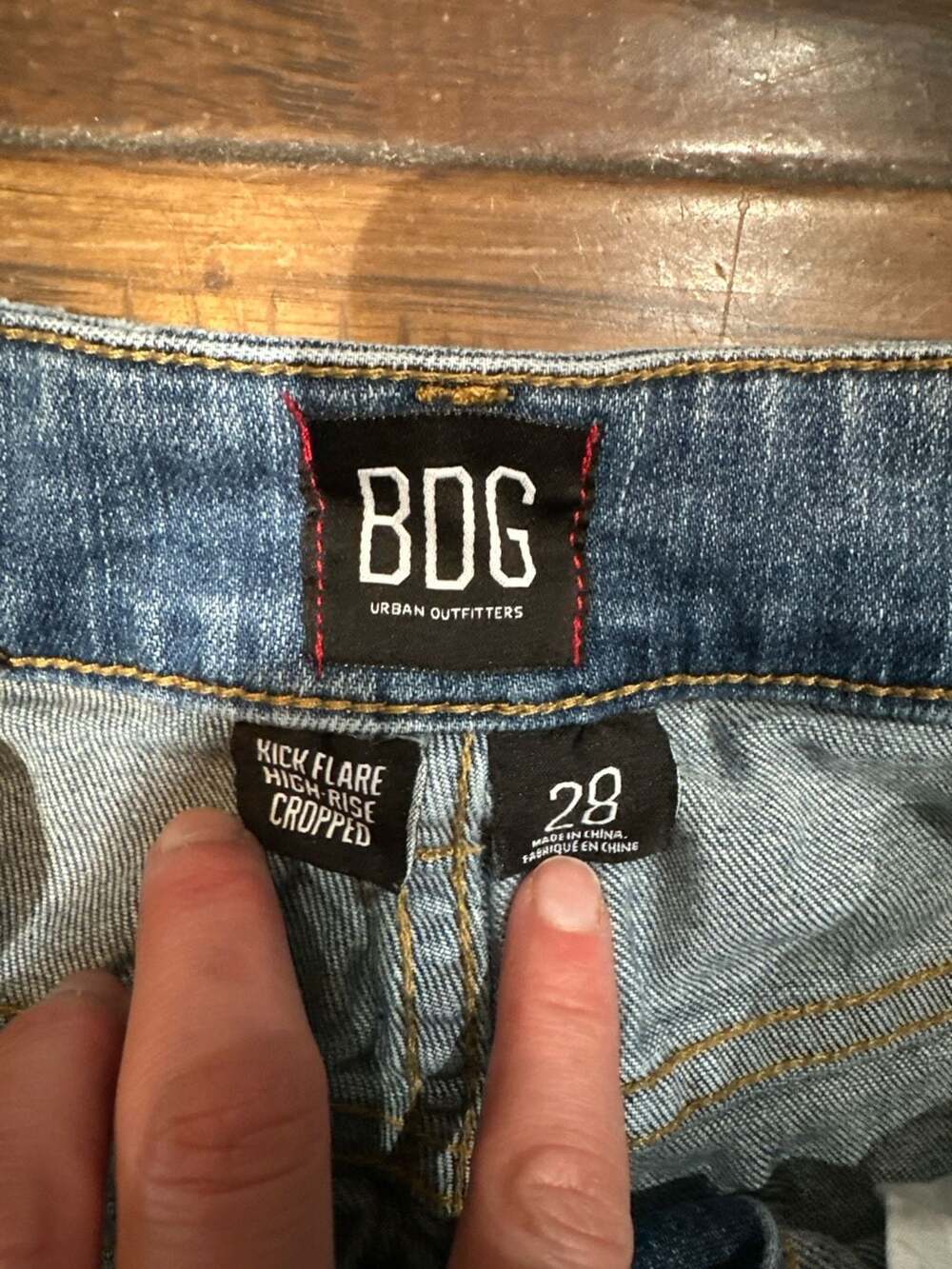 BDG Urban Outfitters Kick Flare High-Rise Cropped Distressed Jeans size 28 - Picture 2 of 5
